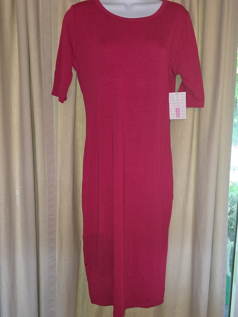 LuLaRoe Julia Sleek Scoop-Neck Midi Dress in Berry